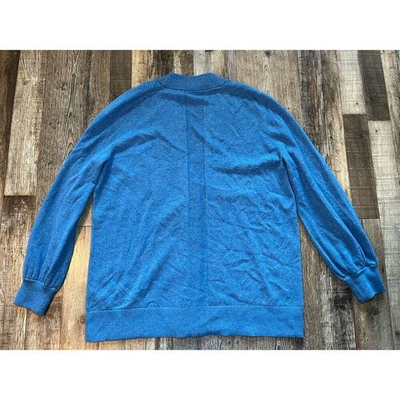 AKRIS Punto Virgin Wool Cashmere Cardigan Sweater in Blue Denim Size 8 - Picture 9 of 10